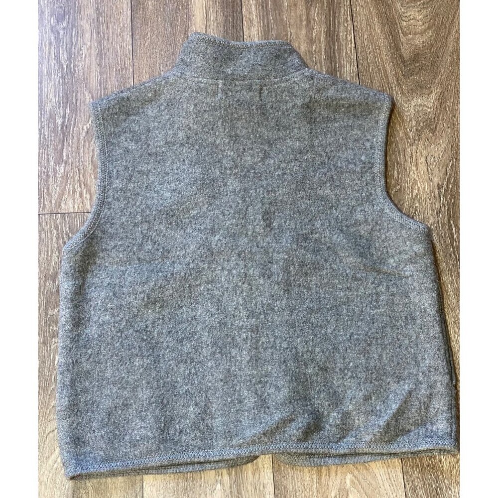 Vintage Women's Grey Snowflake Holiday Vest Size M Boiled Wool Full Zip Tassel - Picture 4 of 7